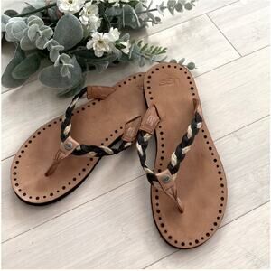 UGG Navie II leather braided flip-flops